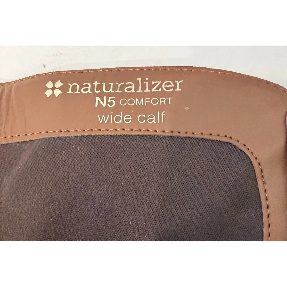 Naturalizer Cognac Brown Leather Buckle Tall Knee High Wide Calf Riding Boots 10